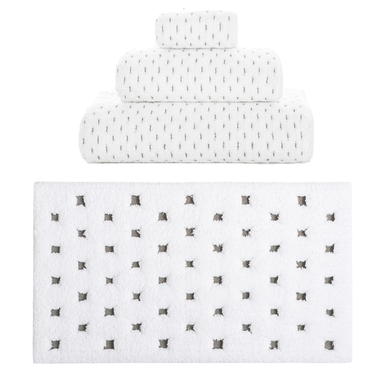 Alice Bath Towels and Rugs in White Silver Color