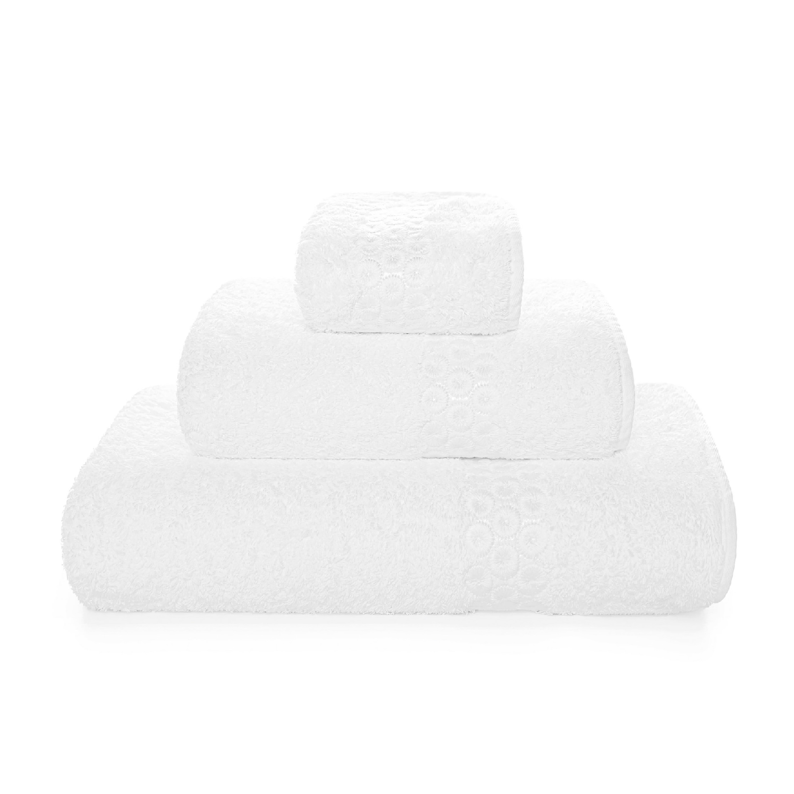 Stack of Graccioza Angele Bath Towels in White and White