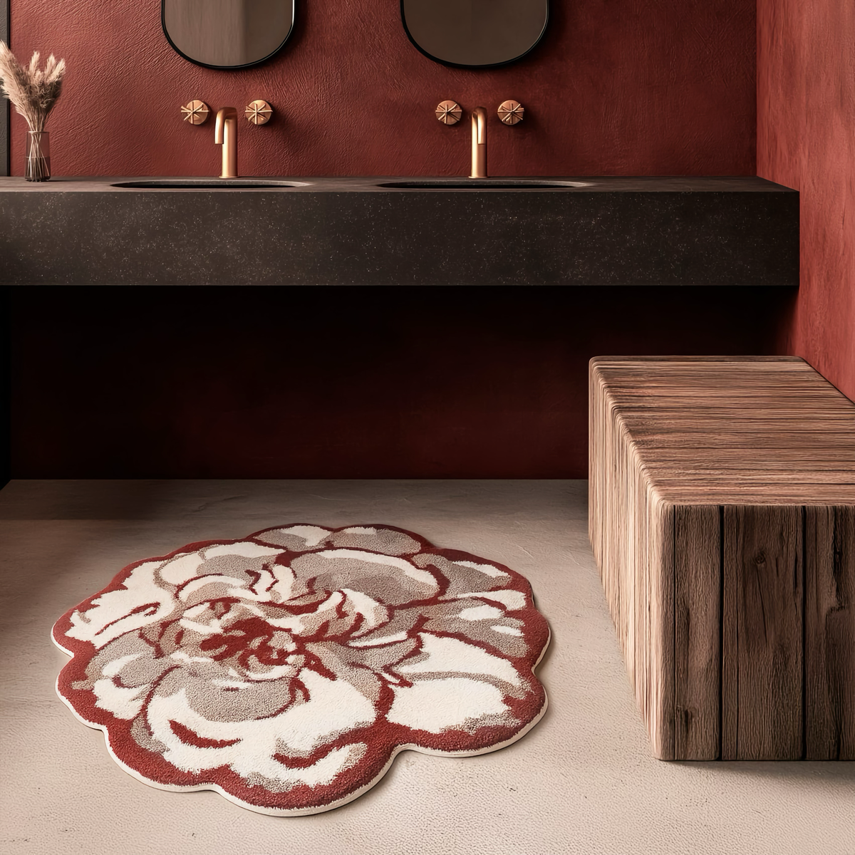 Luxurious bathroom floor with Graccioza Beau Bath Rug