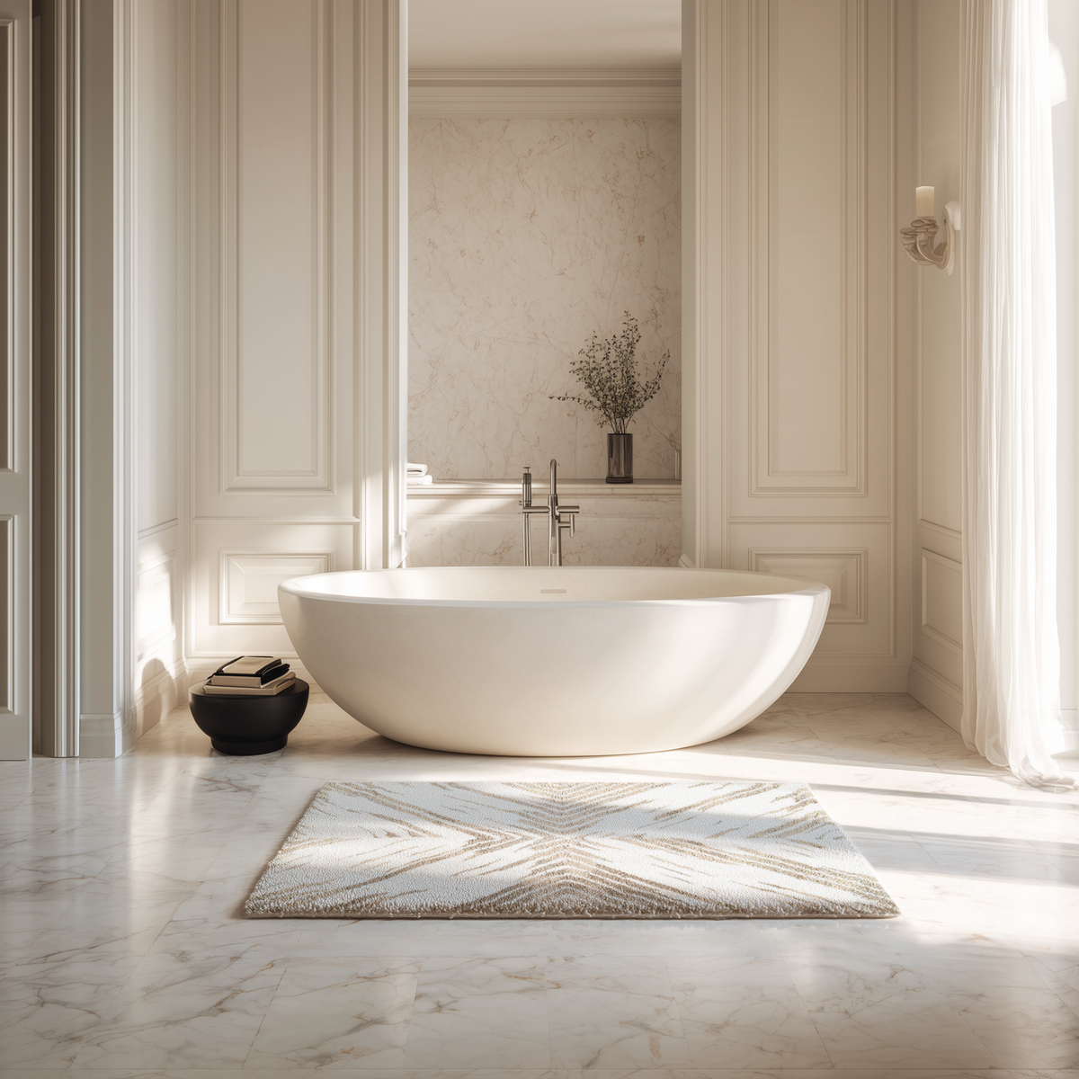 Graccioza Dondi Bath Rug on a luxurious bathroom floor