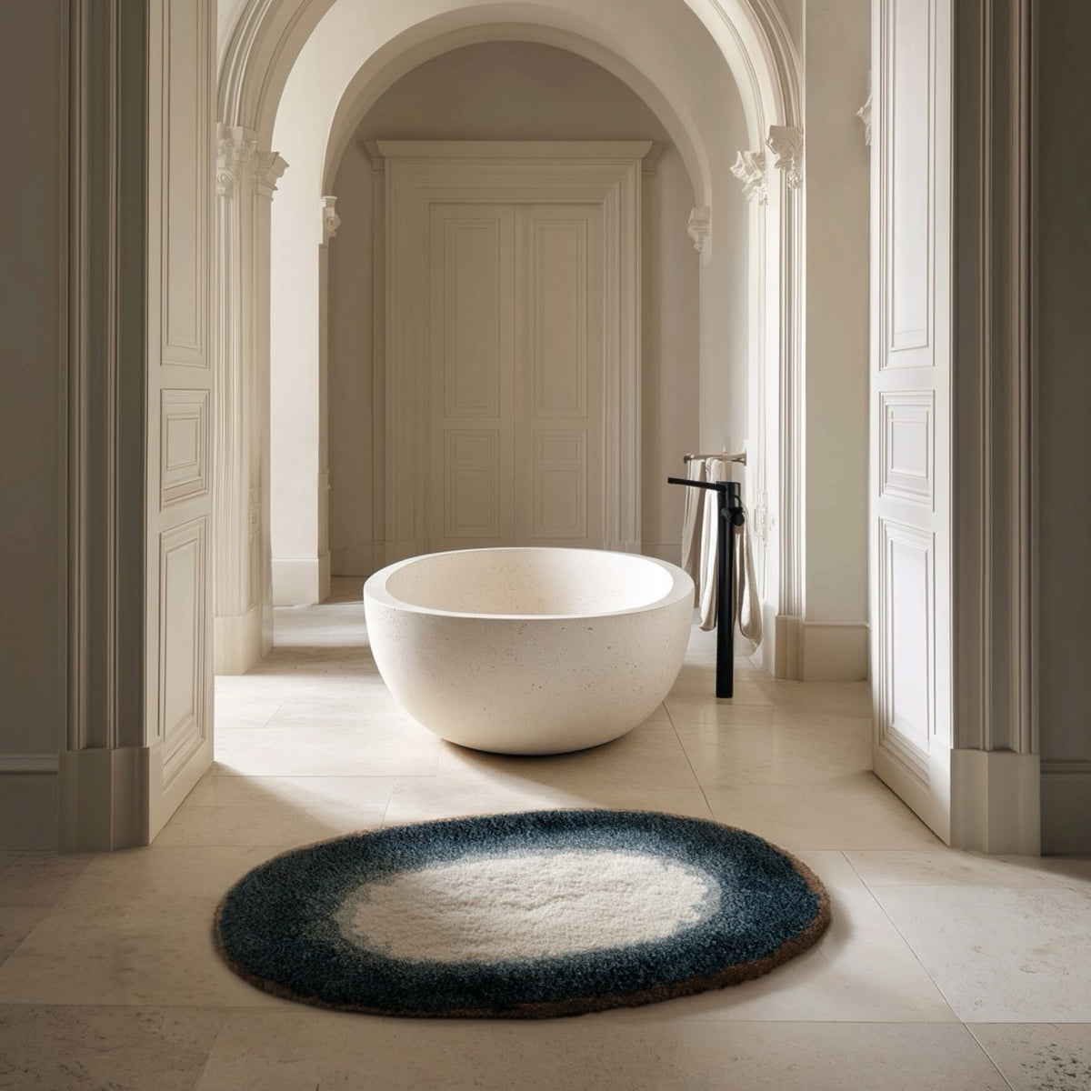 Graccioza Eclipse Bath Rug on a luxurious bathroom floor