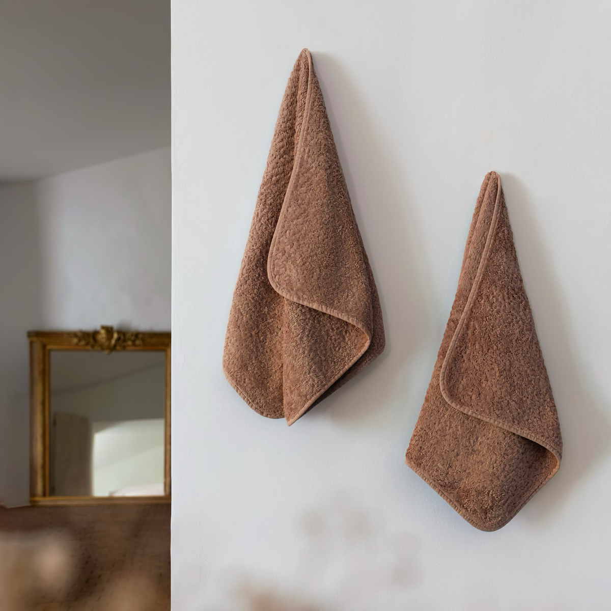 Pair of Graccioza Egoist Bath Towels in Earth color