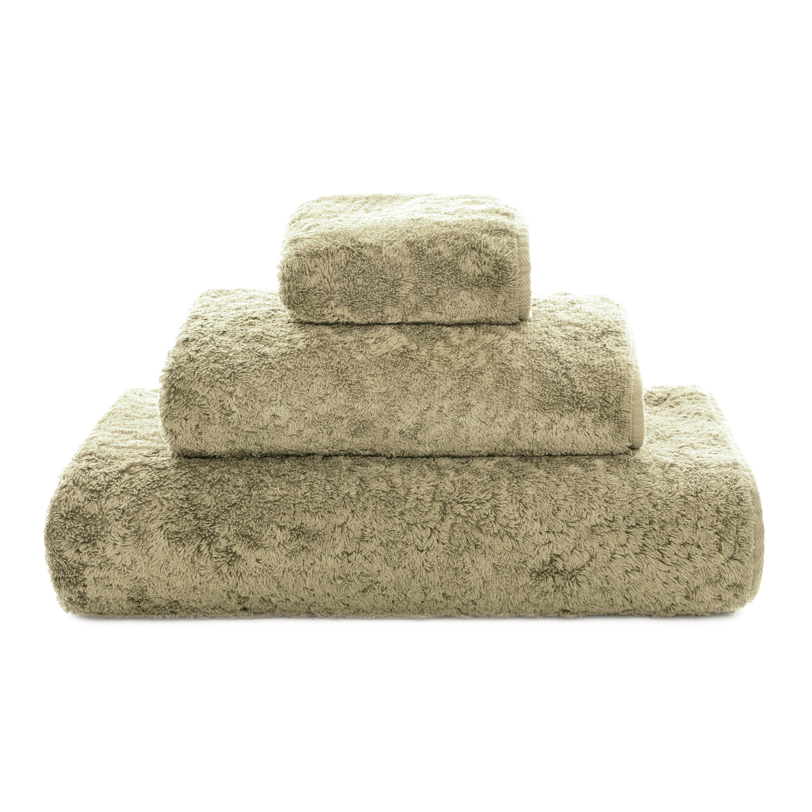 Stack of Graccioza Egoist Bath Towels in Sage