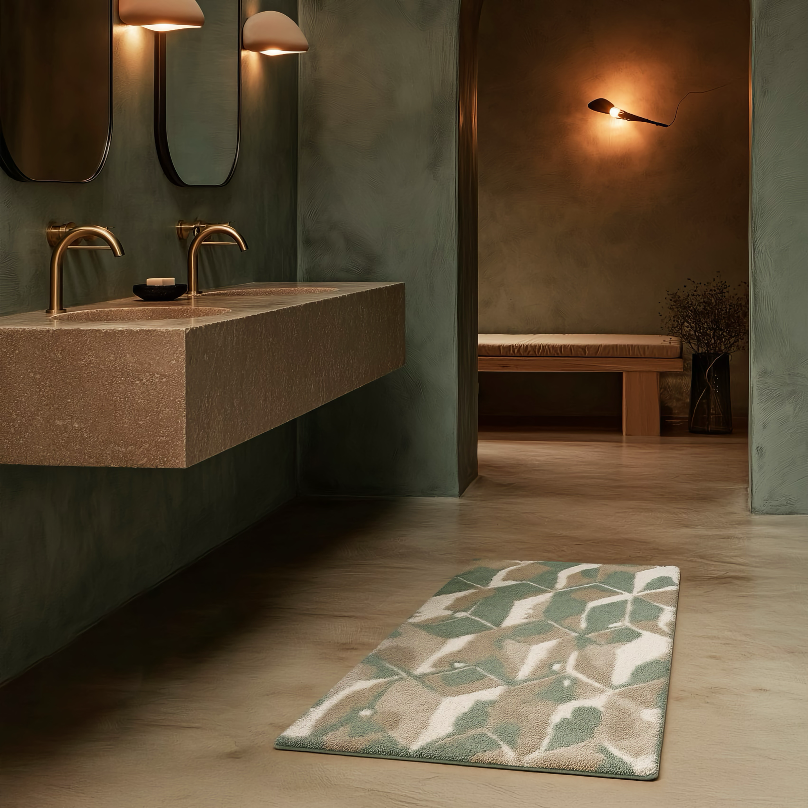 Luxurious Bathroom Floor with Graccioza Ice Bath Rug
