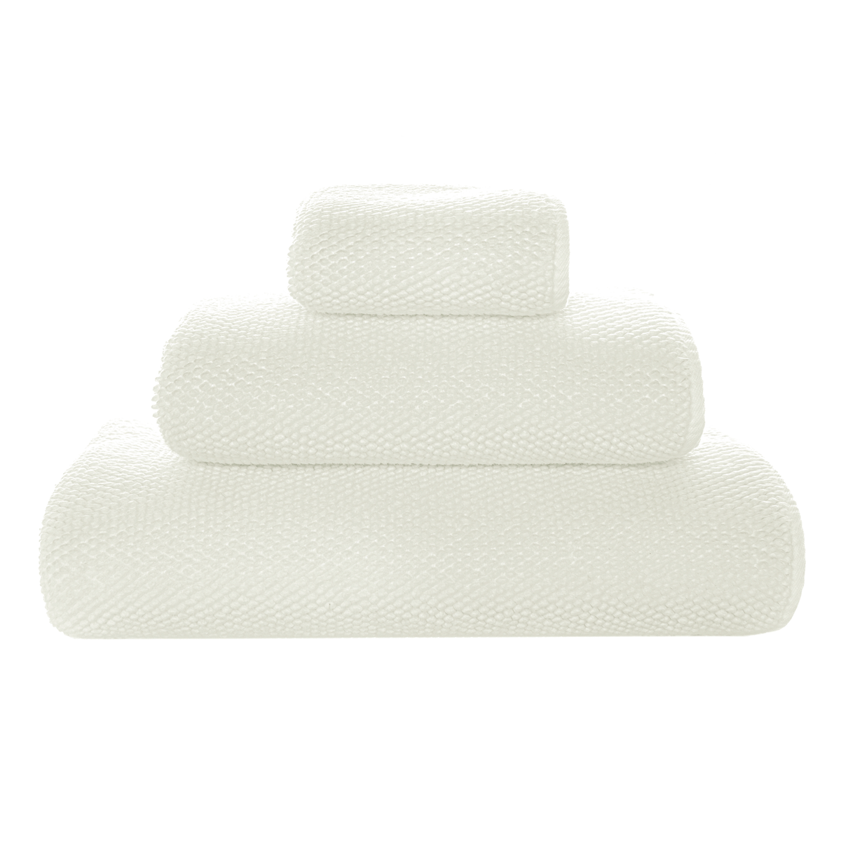 Stack of Graccioza Pearls Bath Towels in Dove color