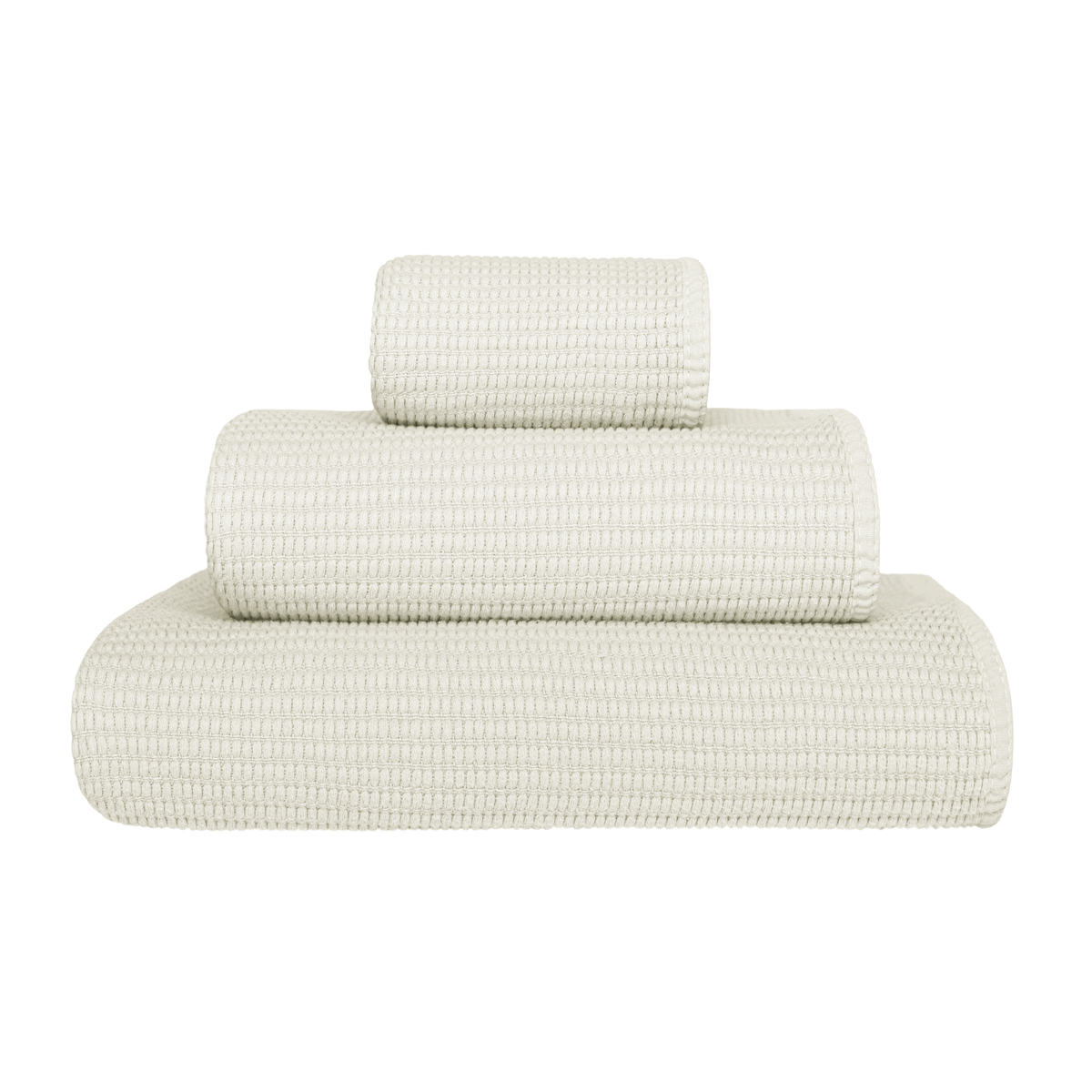 Stack of Graccioza Puro Bath Towels in Dove color