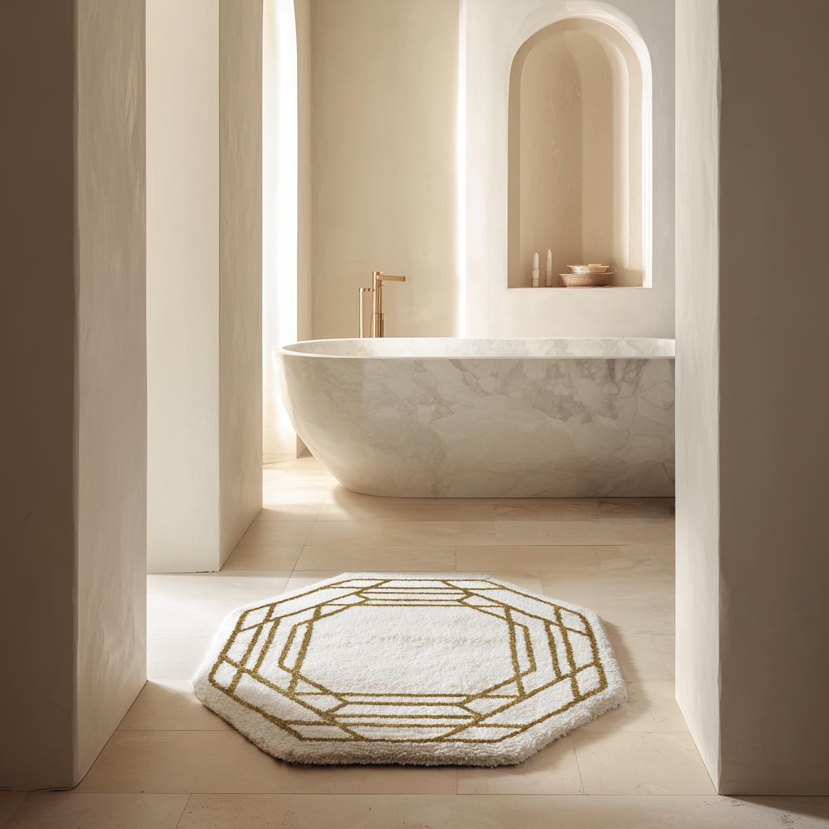 Graccioza Vitral Bath Rug on a luxurious bathroom floor
