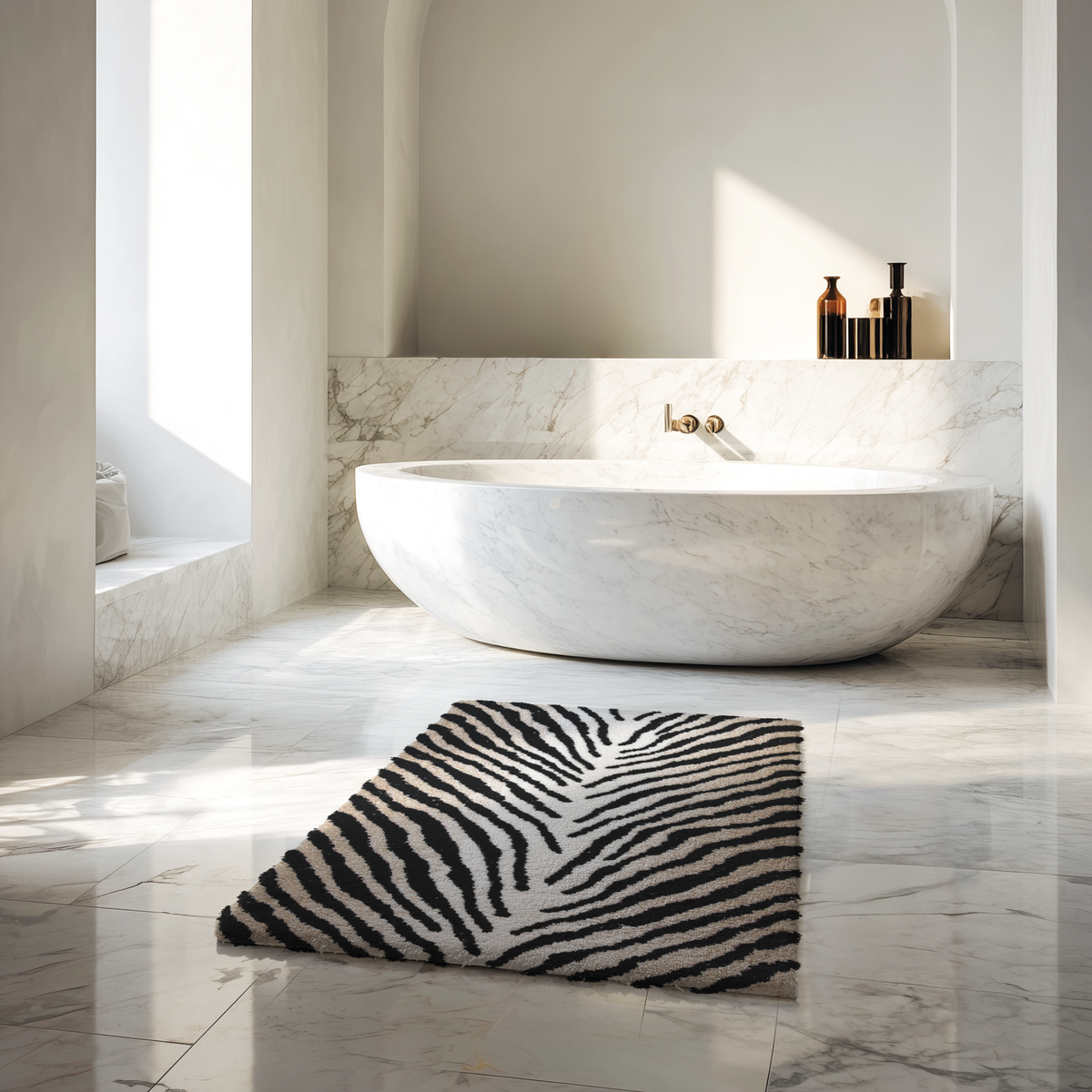 Graccioza Wild Bath Rug on luxurious bathroom floor
