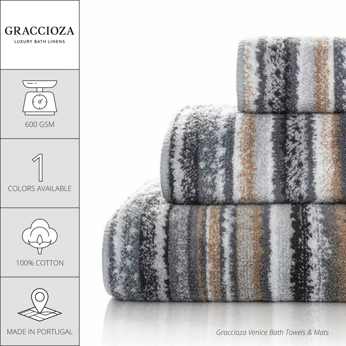 Graccioza Venice Bath Towels and Rugs - Multi/Baltic