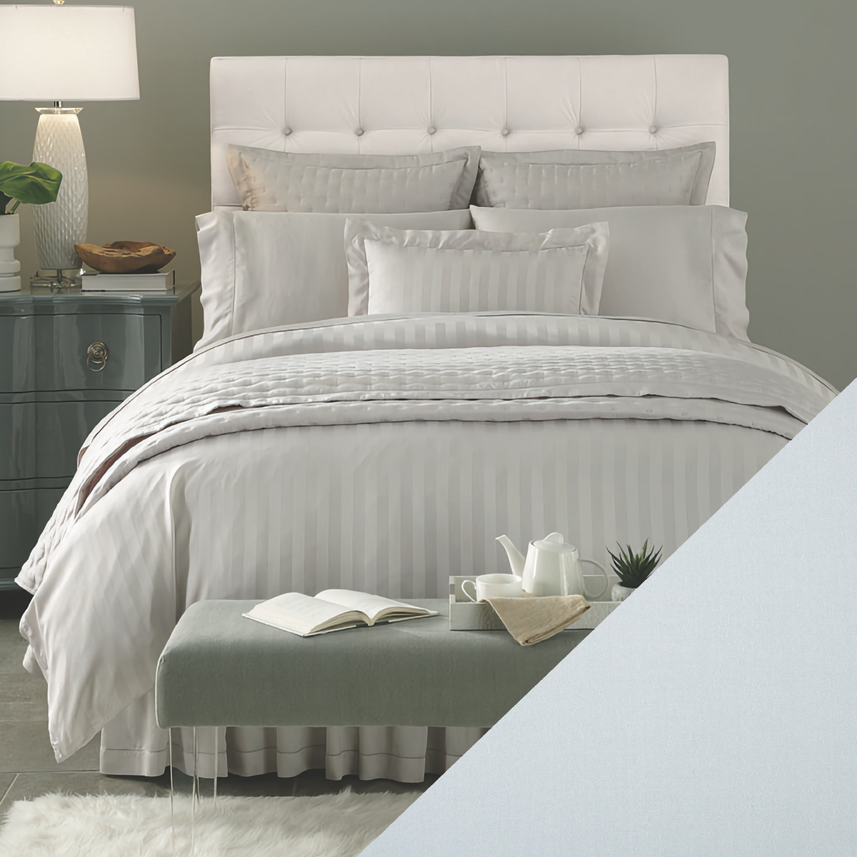 Home Treasures Athens Bedding with Solid Frost Blue swatch