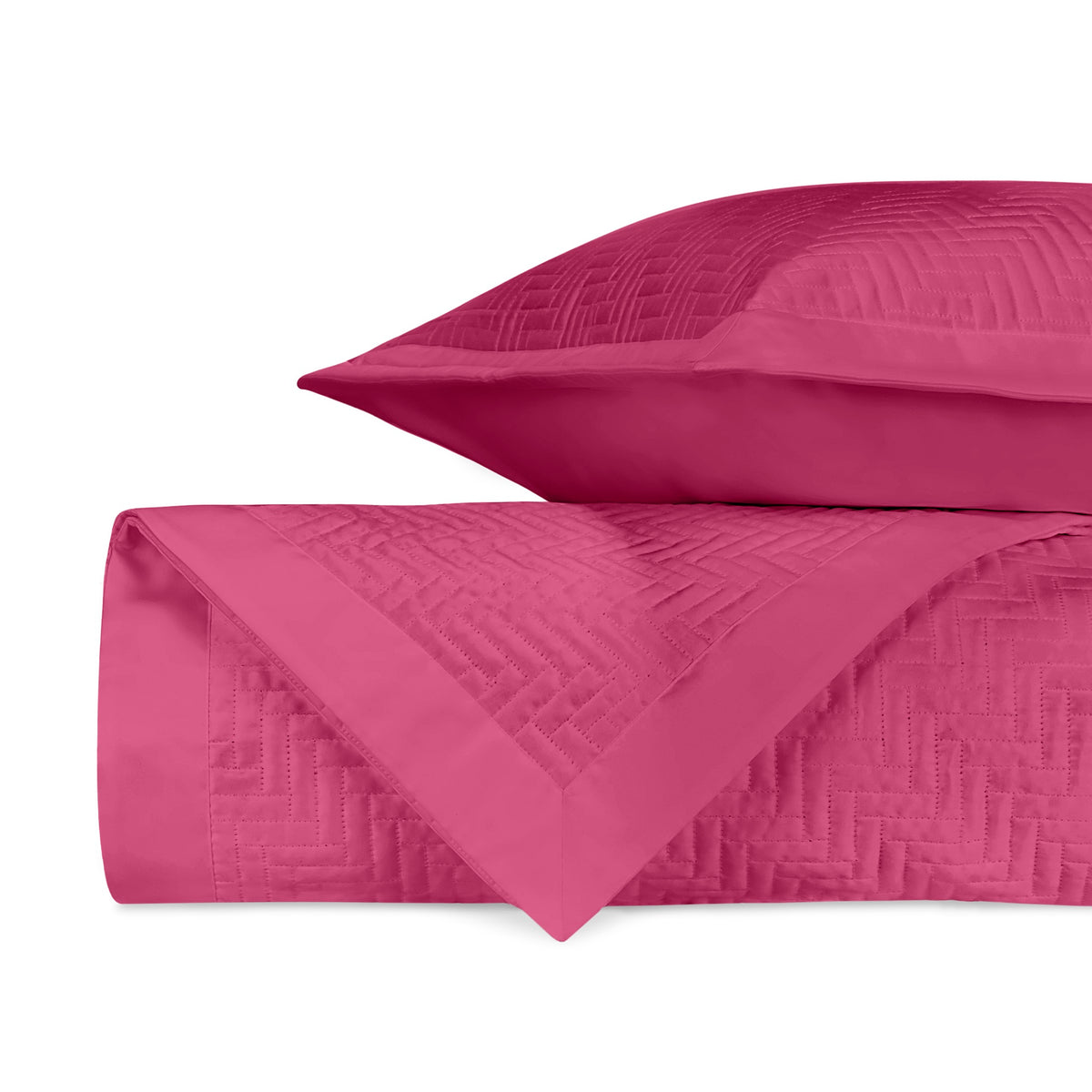 Stack Image of Home Treasures Baxter Royal Sateen Quilted Bedding in Color Bright Pink