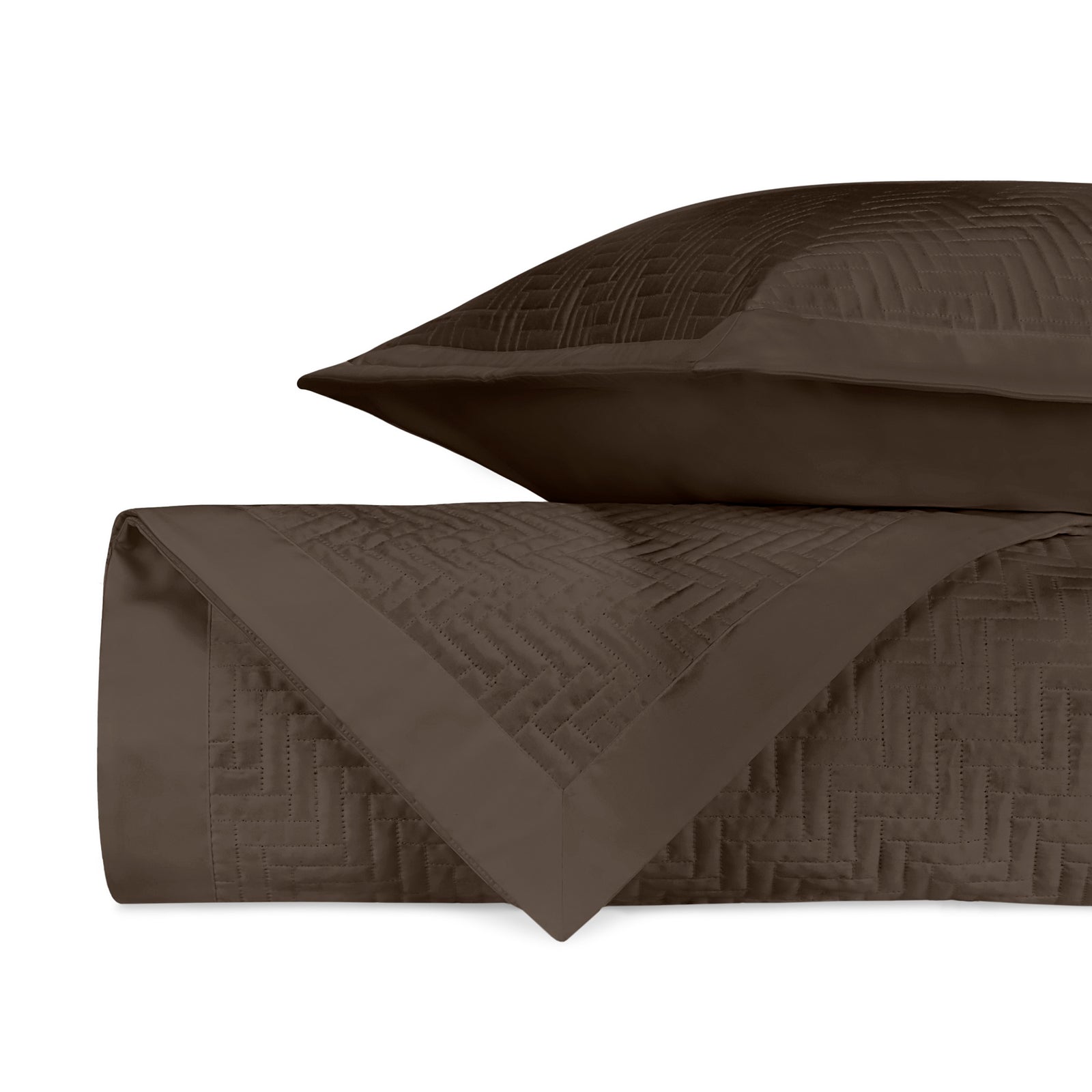 Stack Image of Home Treasures Baxter Royal Sateen Quilted Bedding in Color Chocolate