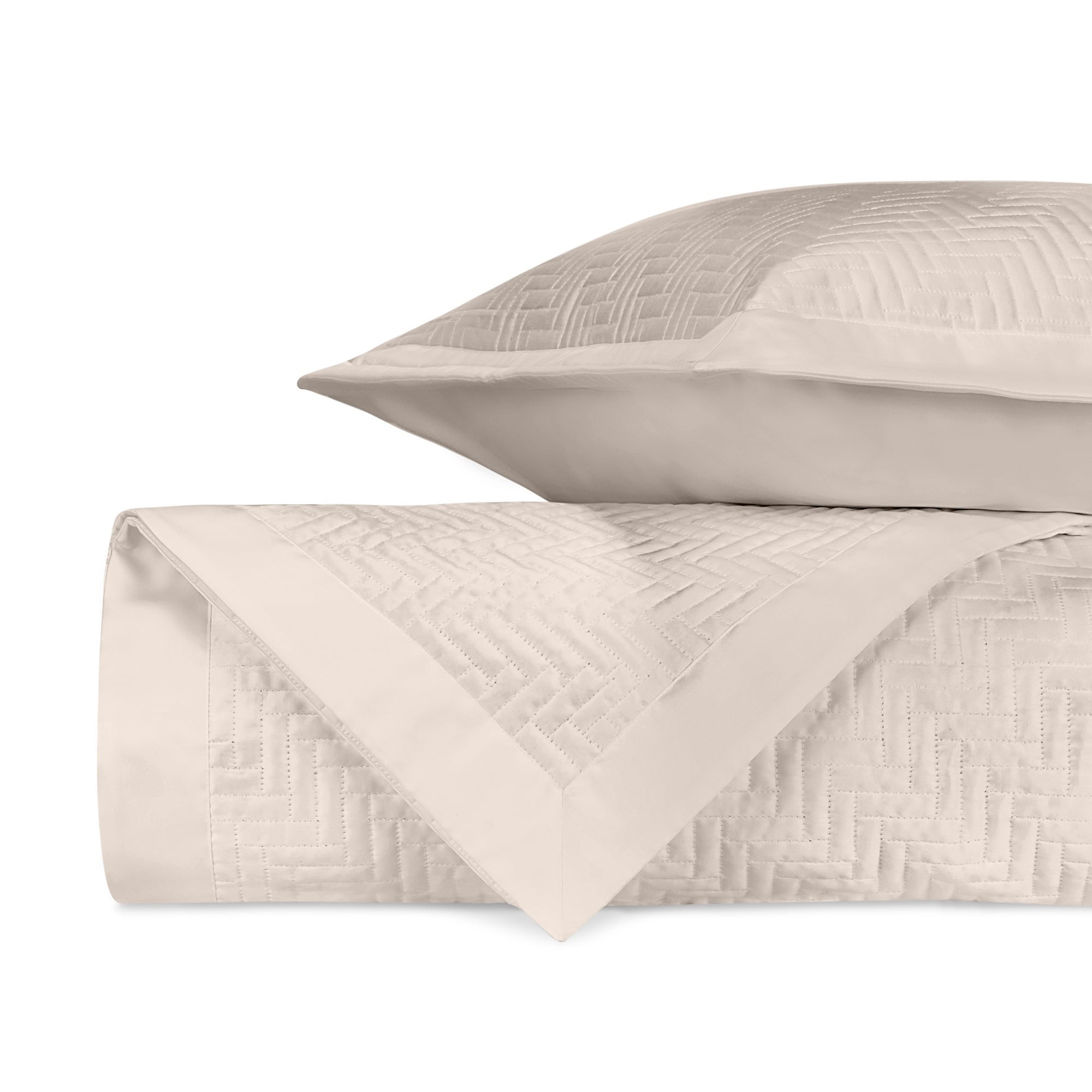 Stack Image of Home Treasures Baxter Royal Sateen Quilted Bedding in Color Ecru