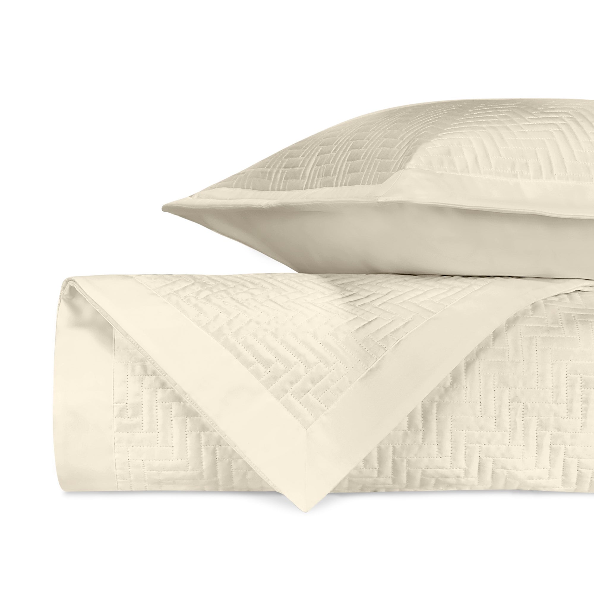 Stack Image of Home Treasures Baxter Royal Sateen Quilted Bedding in Color Ivory