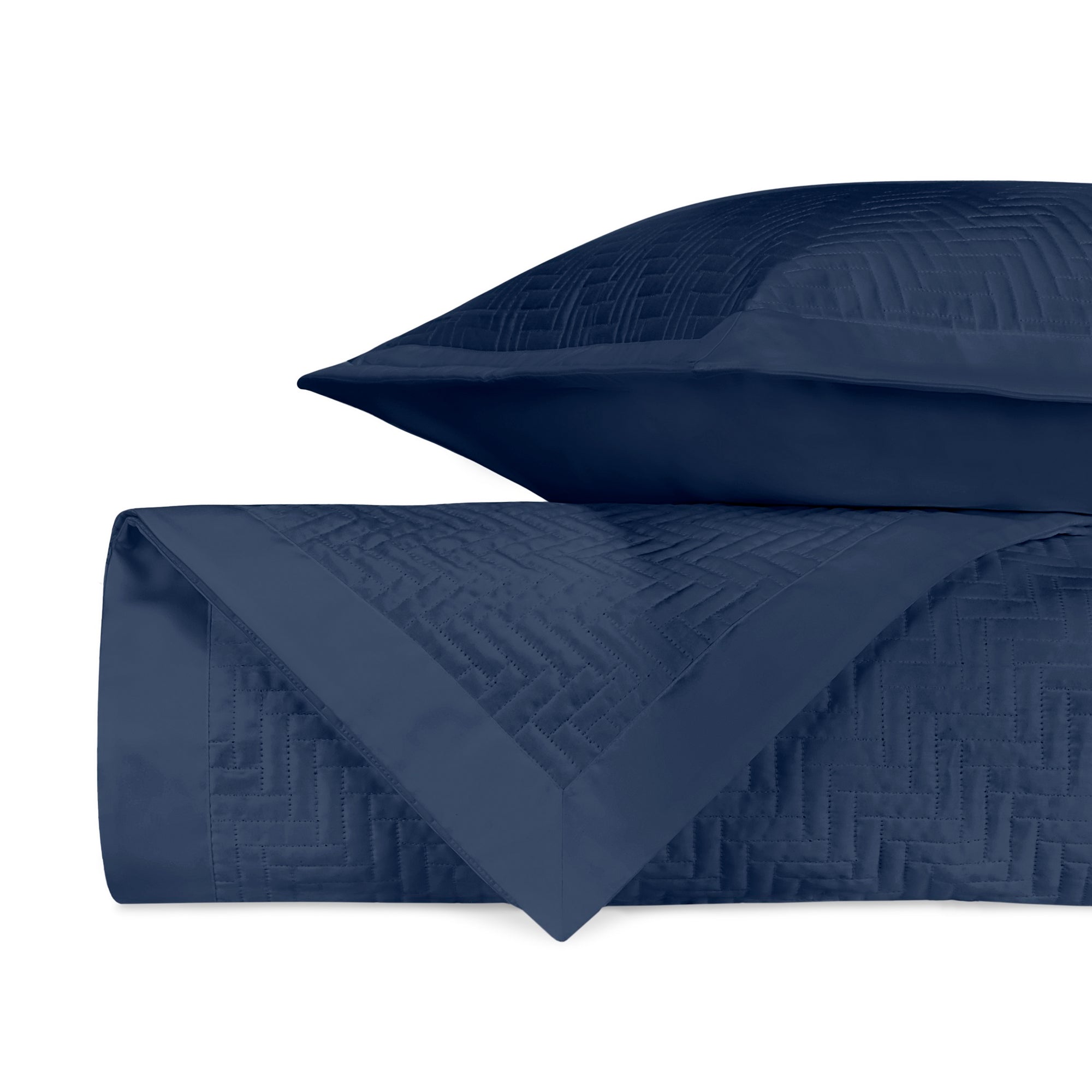 Stack Image of Home Treasures Baxter Royal Sateen Quilted Bedding in Color Navy Blue