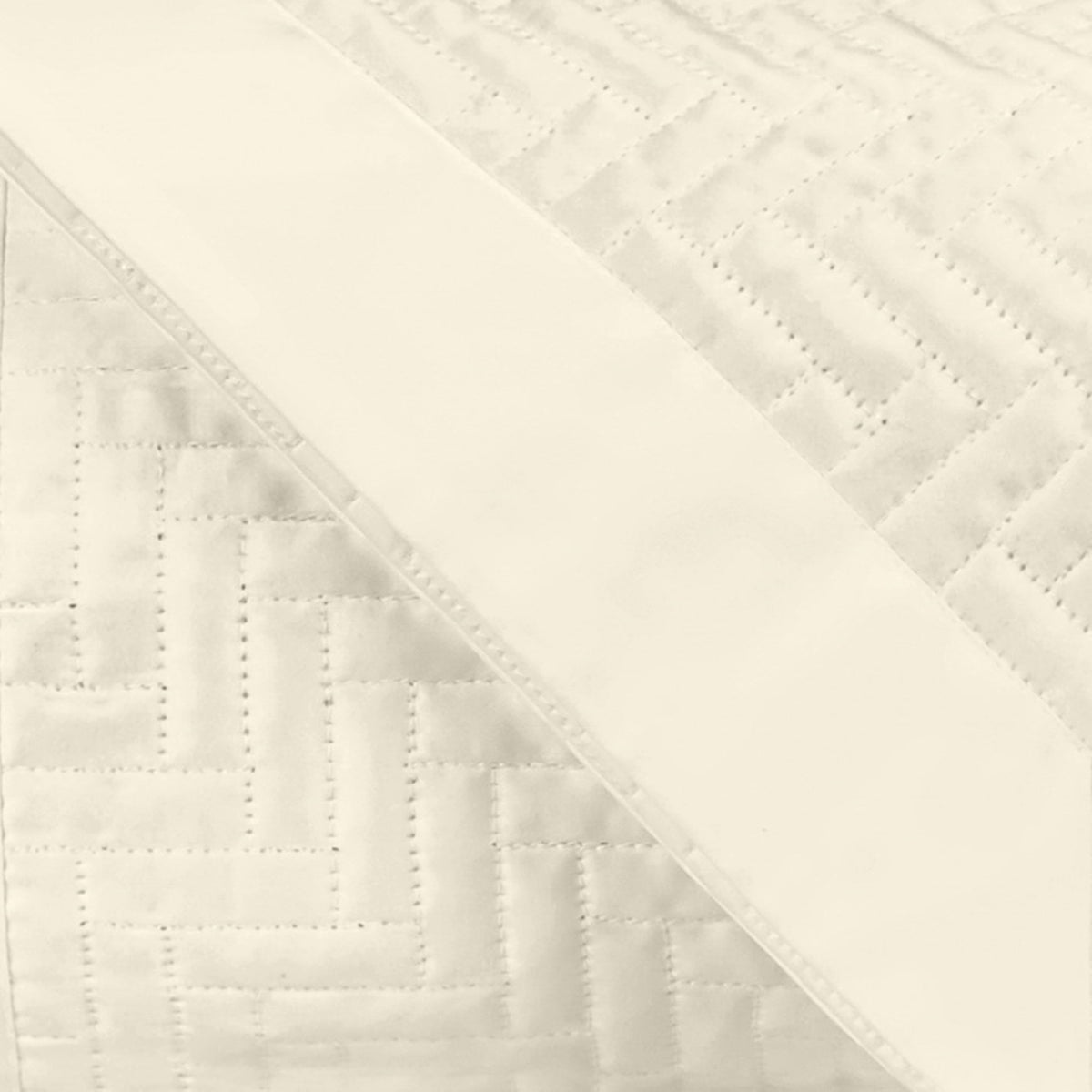 Swatch Sample of Home Treasures Baxter Royal Sateen Quilted Bedding in Color Ivory