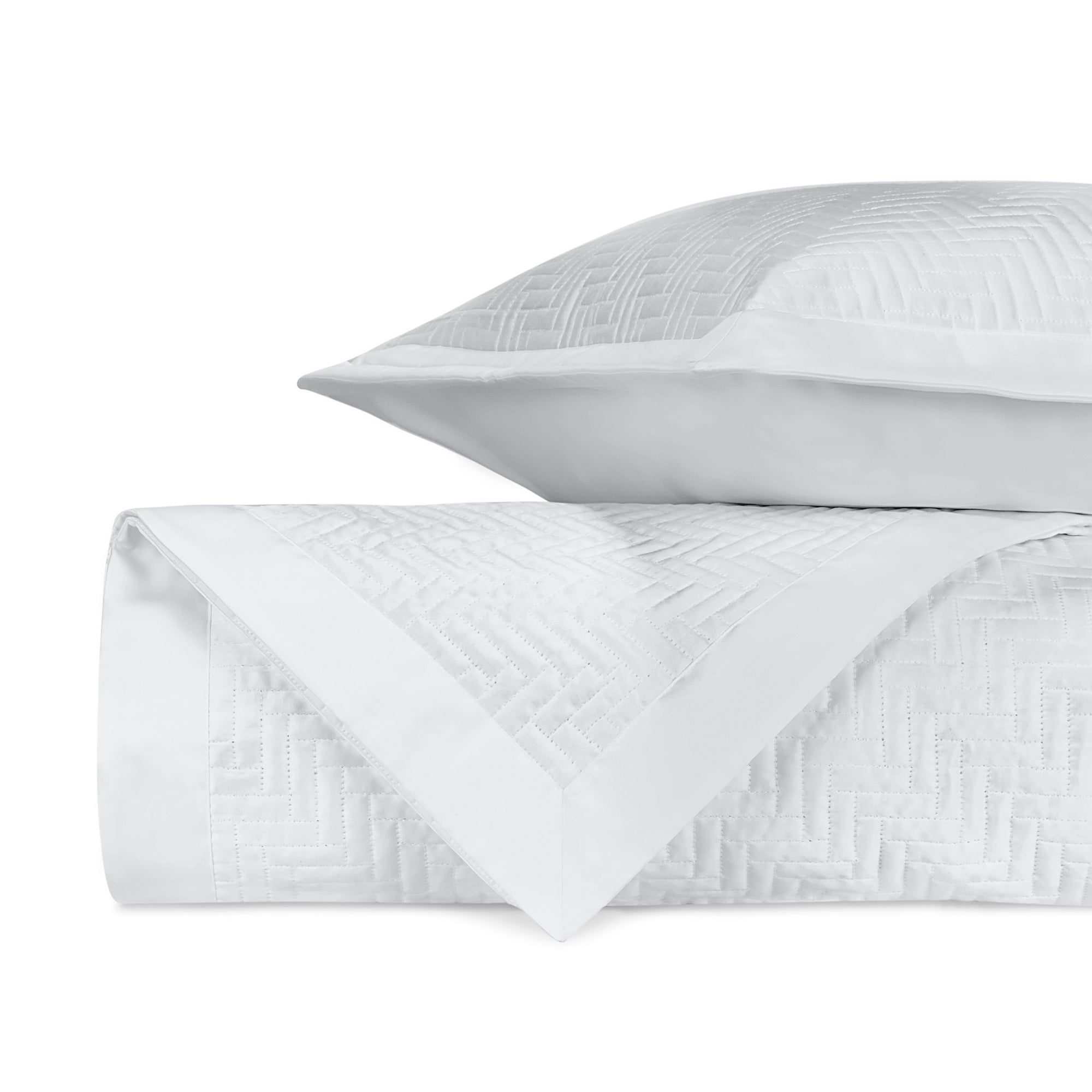 Stack Image of Home Treasures Baxter Royal Sateen Quilted Bedding in Color White