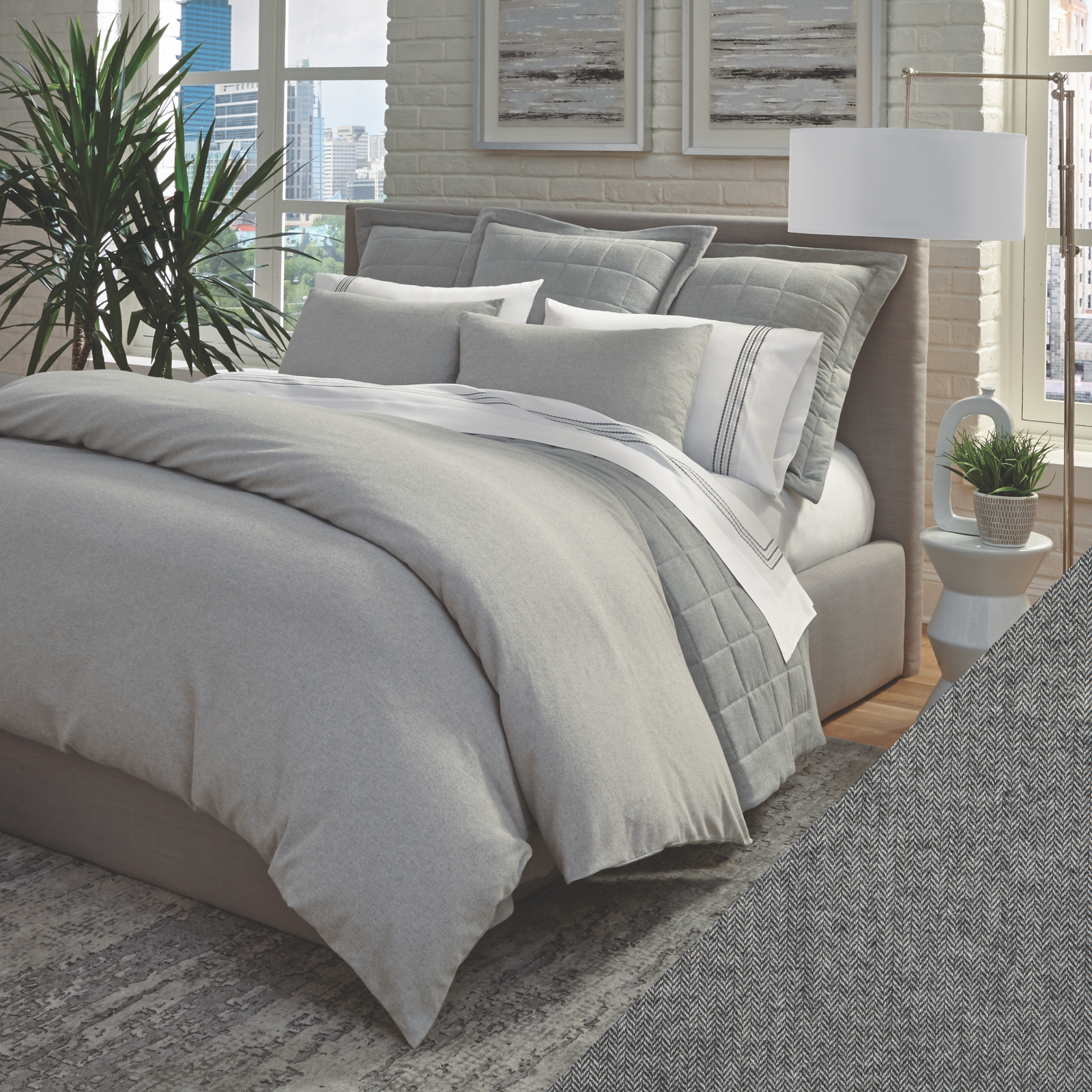 Home Treasures Jackson Bedding in Charcoal Herringbone