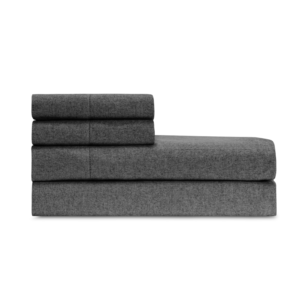 Sheet Set Stack of Home Treasures Jackson Bedding in Charcoal Herringbone