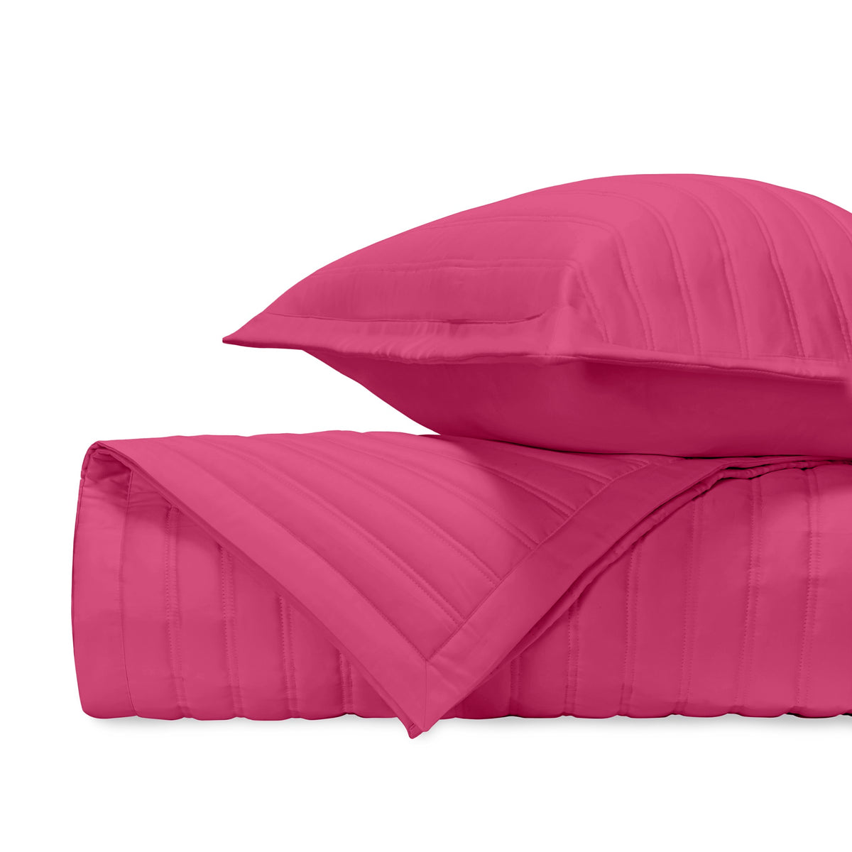 Stack Image of Home Treasures L&#39;Avenue Royal Sateen Quilted Bedding in Color Bright Pink