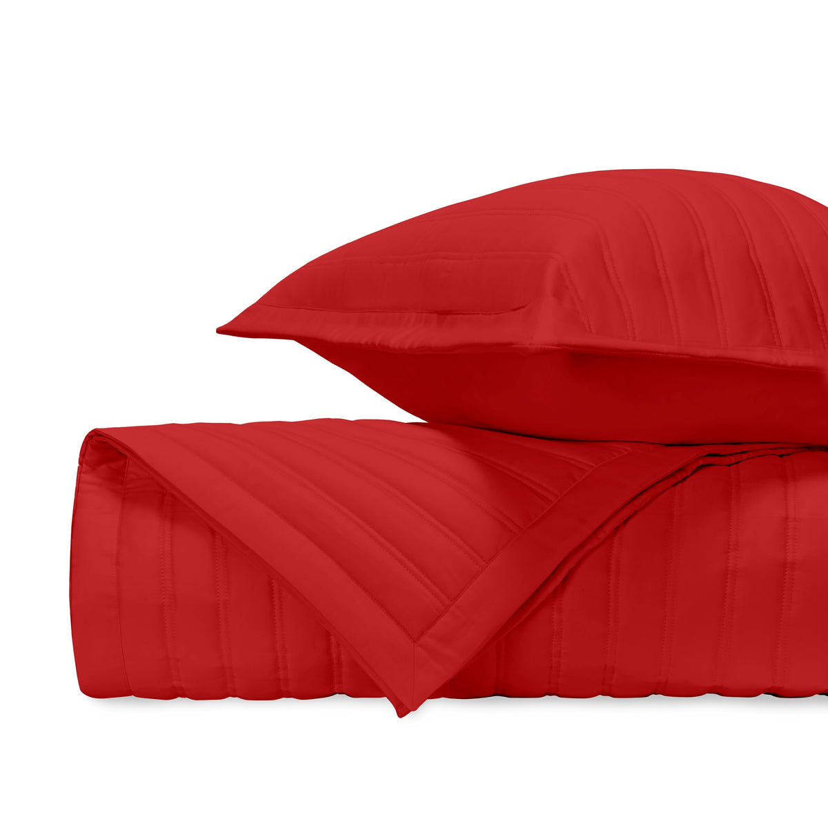 Stack Image of Home Treasures L&#39;Avenue Royal Sateen Quilted Bedding in Color Bright Red