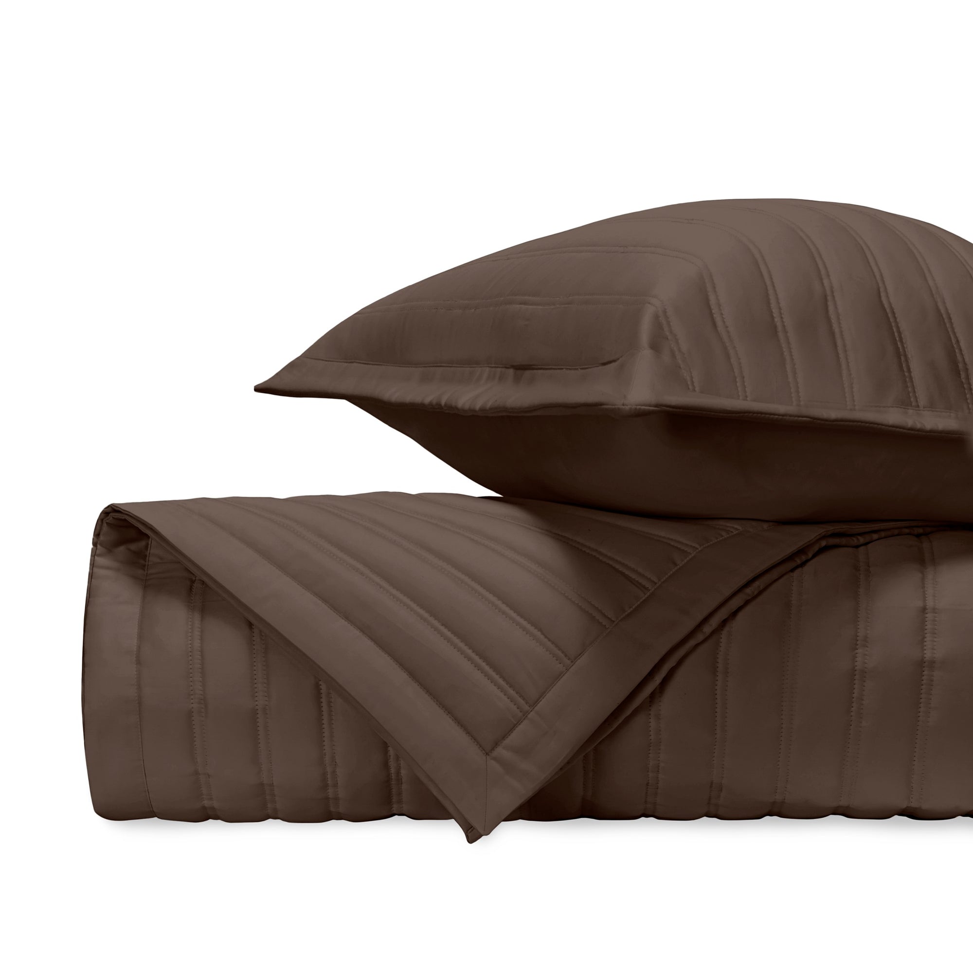 Stack Image of Home Treasures L'Avenue Royal Sateen Quilted Bedding in Color Chocolate