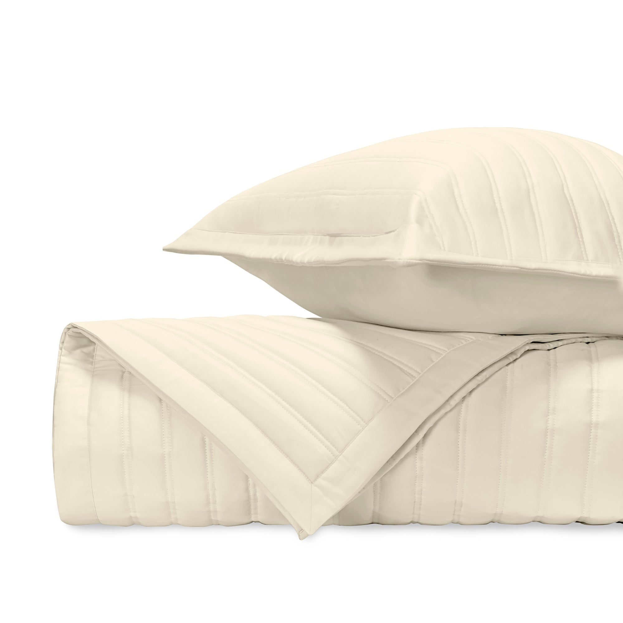 Stack Image of Home Treasures L'Avenue Royal Sateen Quilted Bedding in Color Ivory