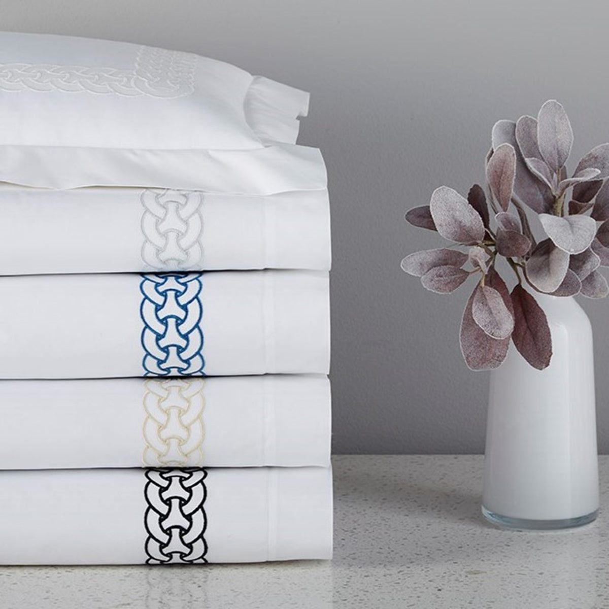 Stack of Home Treasures Links Bedding in Different Colors