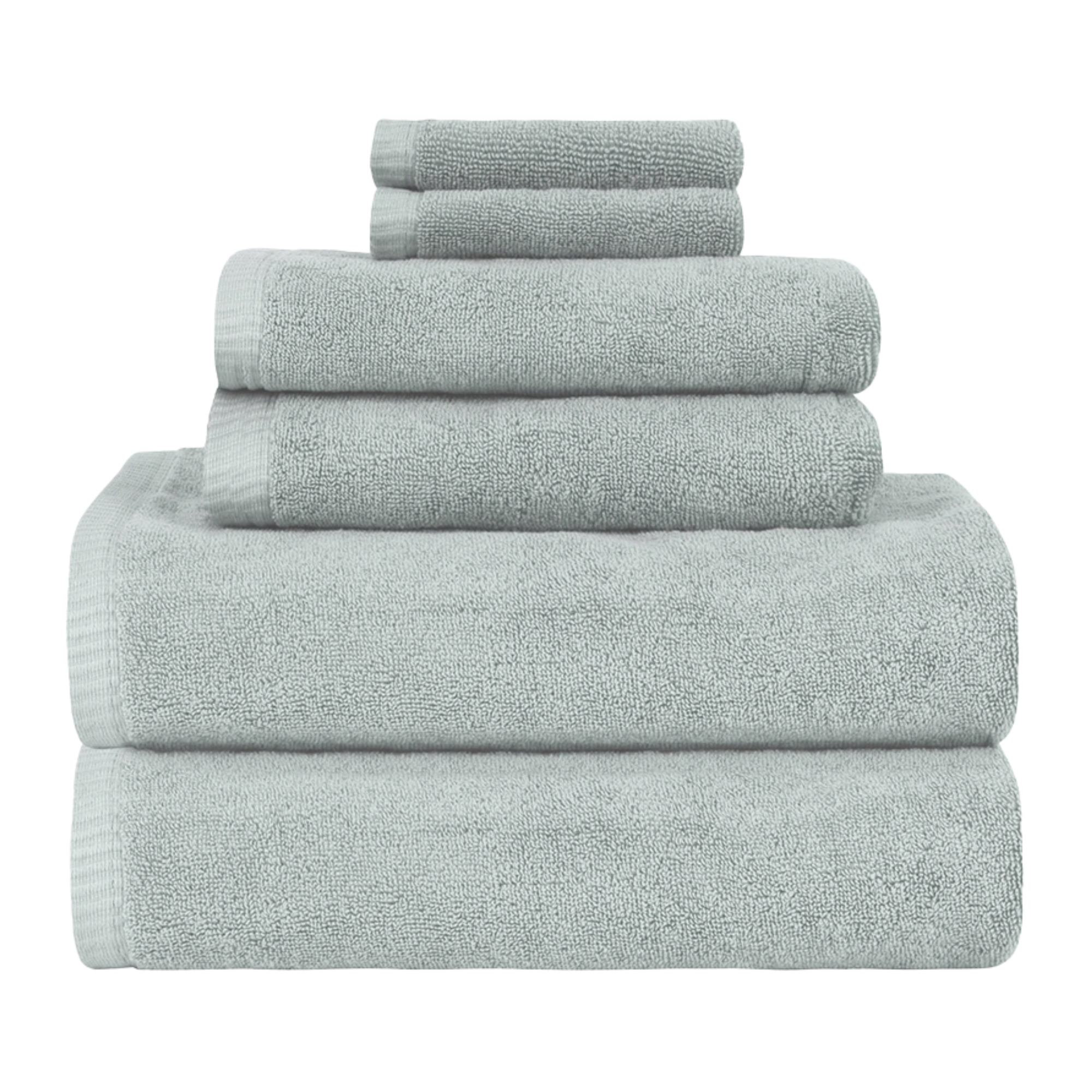 Stack of Home Treasures Riviera Bath Towels in Meadow Color