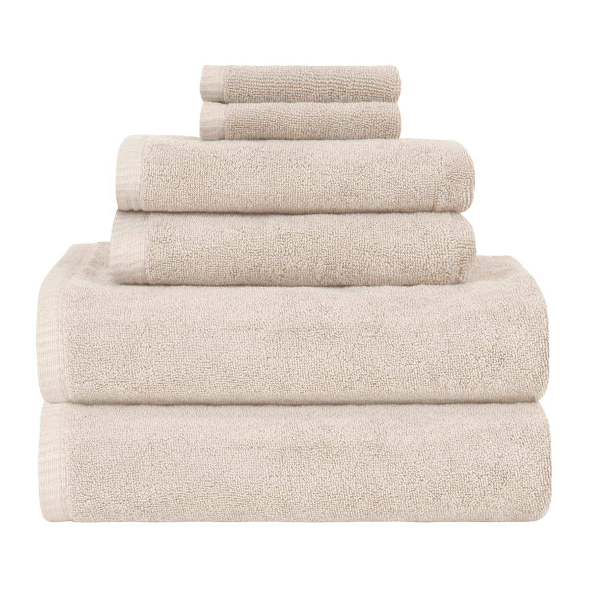 Stack of Home Treasures Riviera Bath Towels in Sable Color