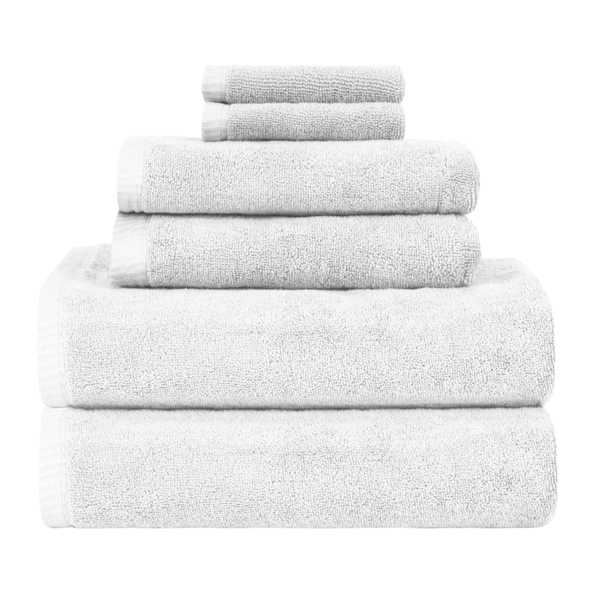 Stack of Home Treasures Riviera Bath Towels in White Color