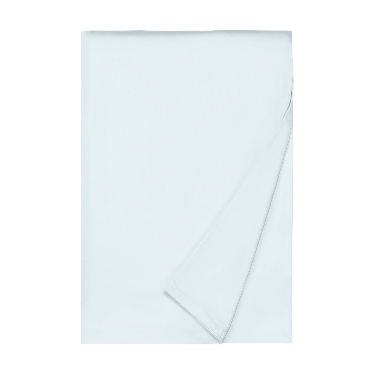 A neatly folded white Egyptian cotton sateen bedsheet with one corner turned over, shown on a plain white background.