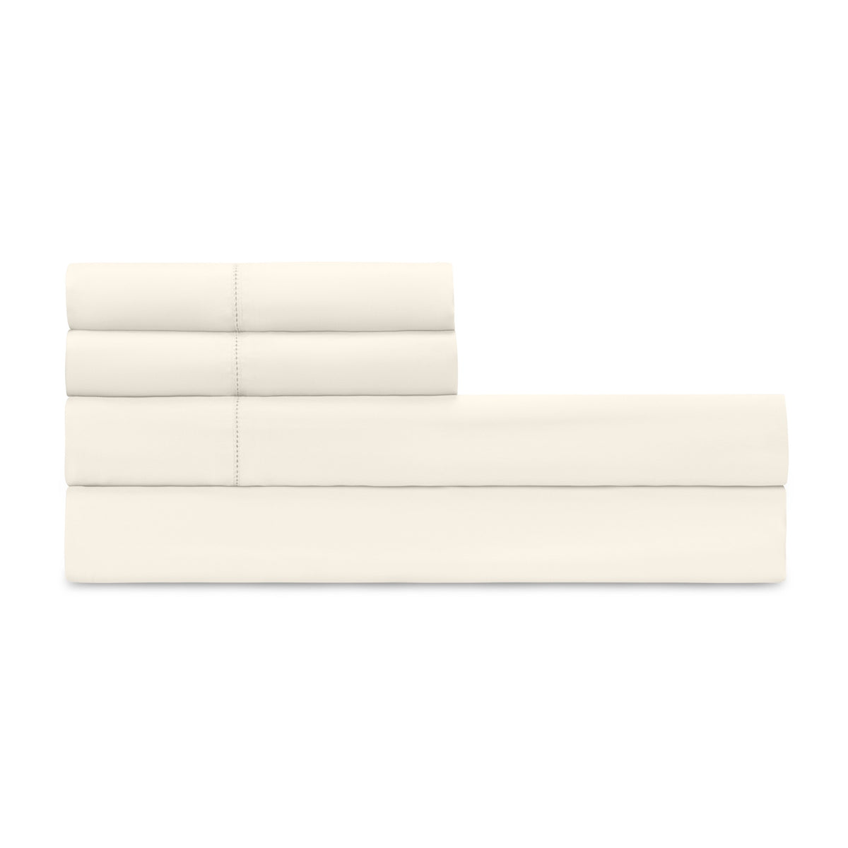 Folded Sheet Set of Home Treasures Royal Sateen Bedding in Ivory color