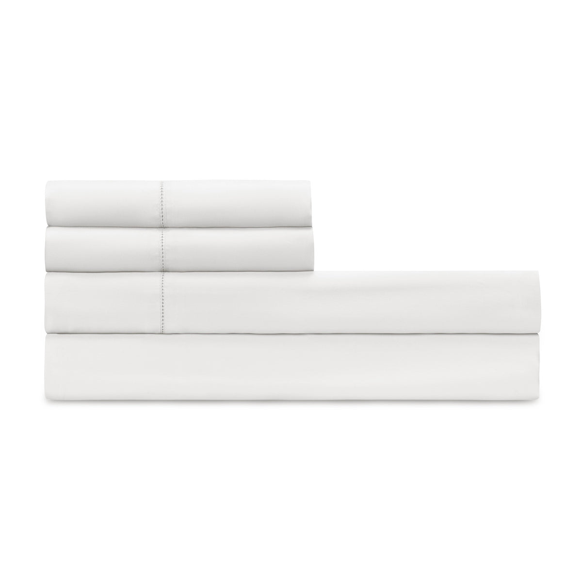 Folded Sheet Set of Home Treasures Royal Sateen Bedding in Natural White color