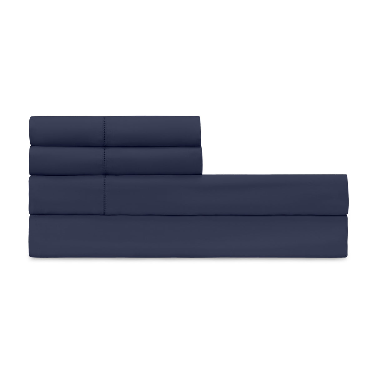 Folded Sheet Set of Home Treasures Royal Sateen Bedding in Navy color