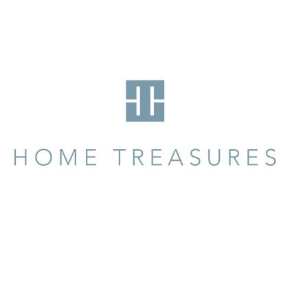 Home Treasures logo with a blue square monogram above the words Home Treasures in light blue capital letters.