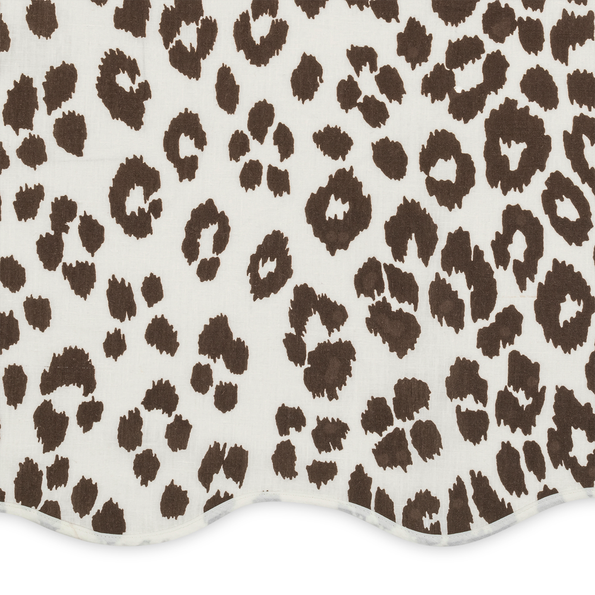 Closeup of Matouk Schumacher Iconic Leopard Shower Curtain in Cinder