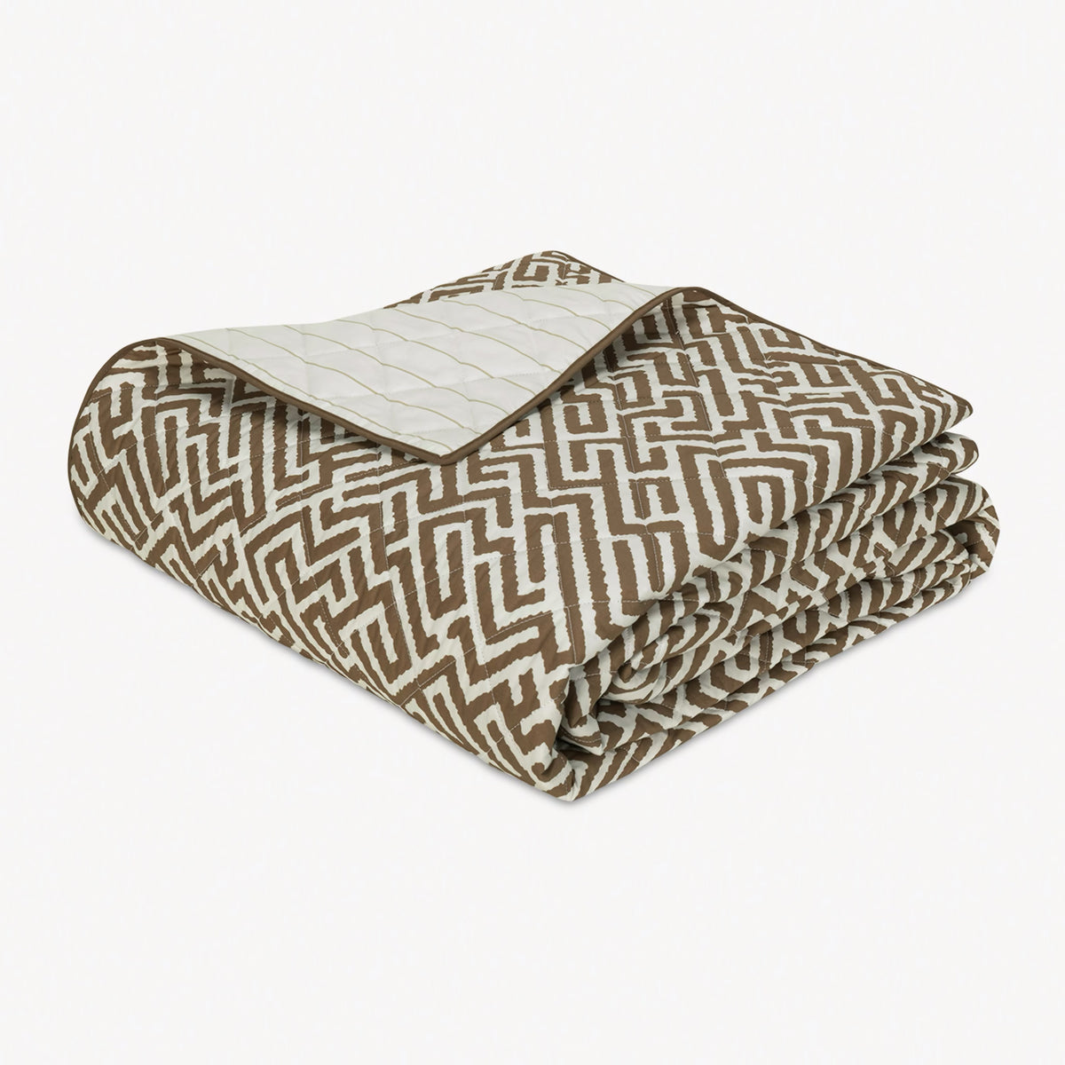 Folded Quilt of Matouk Schumacher Gabriel Bedding in Mocha