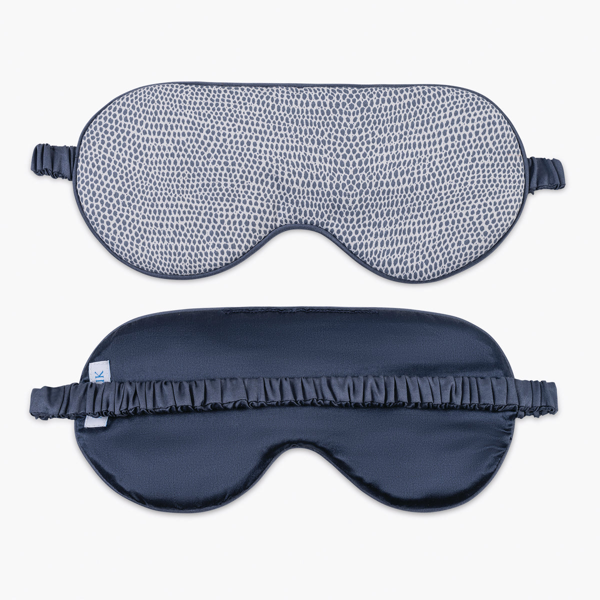 front and reverse of jasper sleep mask in steel blue