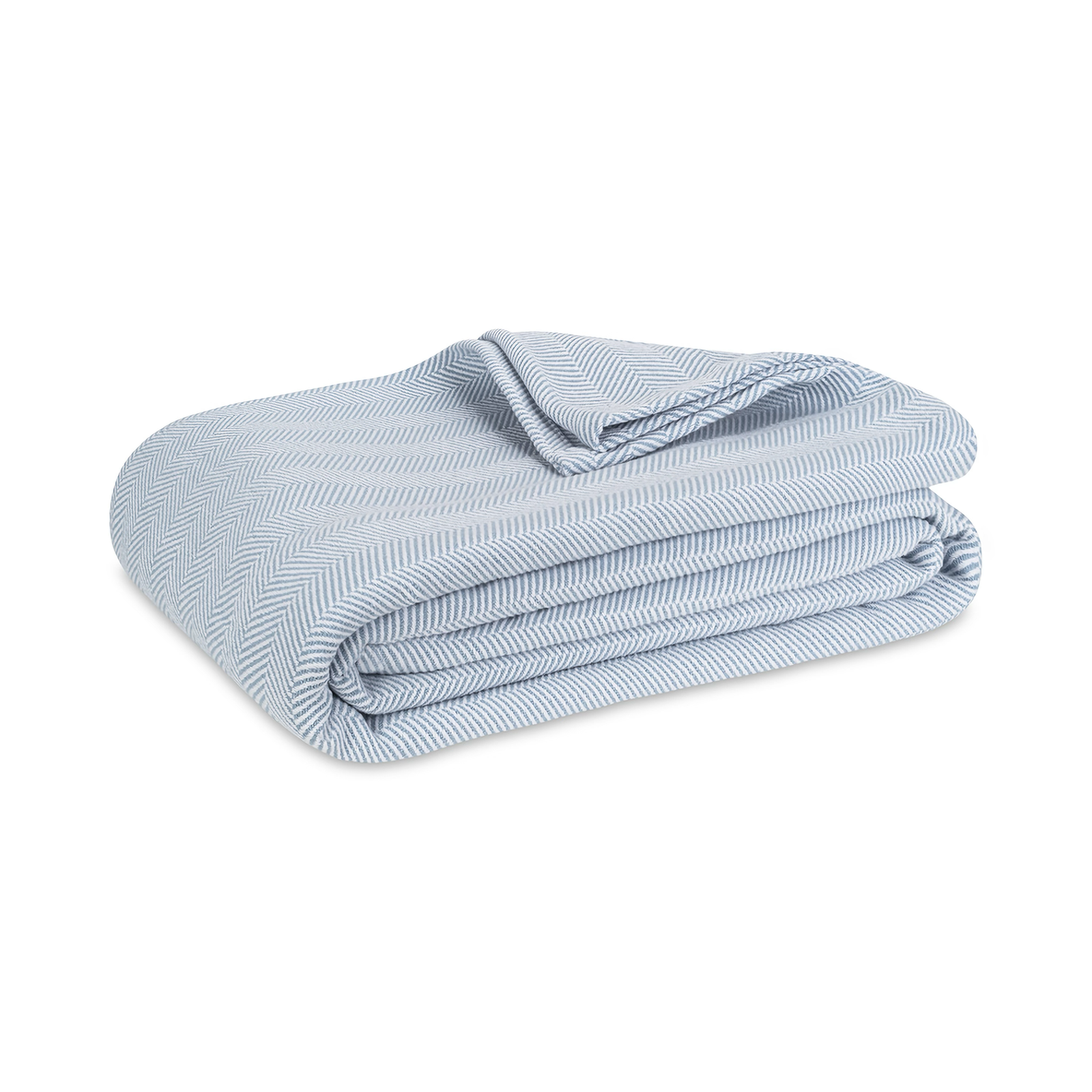 Folded Lands Downunder Capri Herringbone Cotton Blanket in Glacier Color