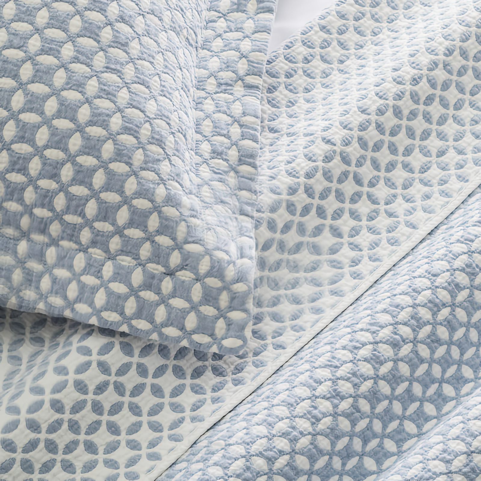 Folded Lands Downunder Leaf Reversible Blanket in Cornflower Color