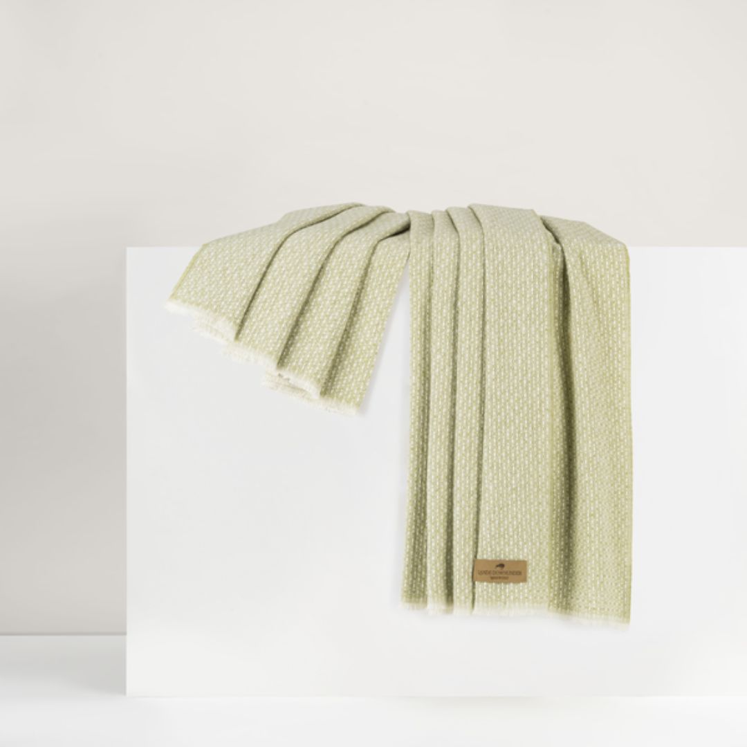Lands Downunder Hudson Valley Throw in White Sage color
