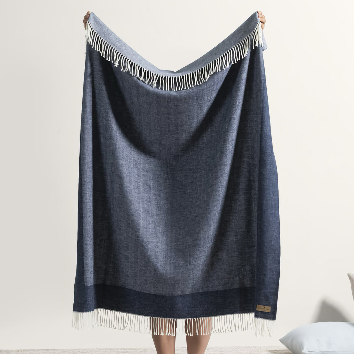 Hanging Lands Downunder Border Herringbone Throw in Navy color