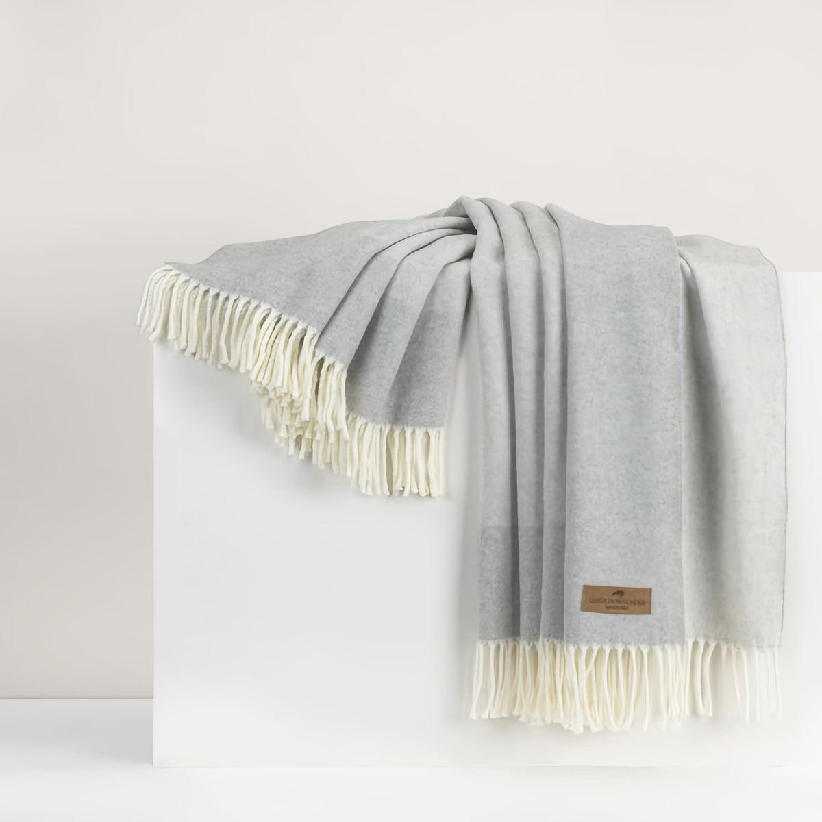 Lands Downunder Border Herringbone Throw in Light Gray color