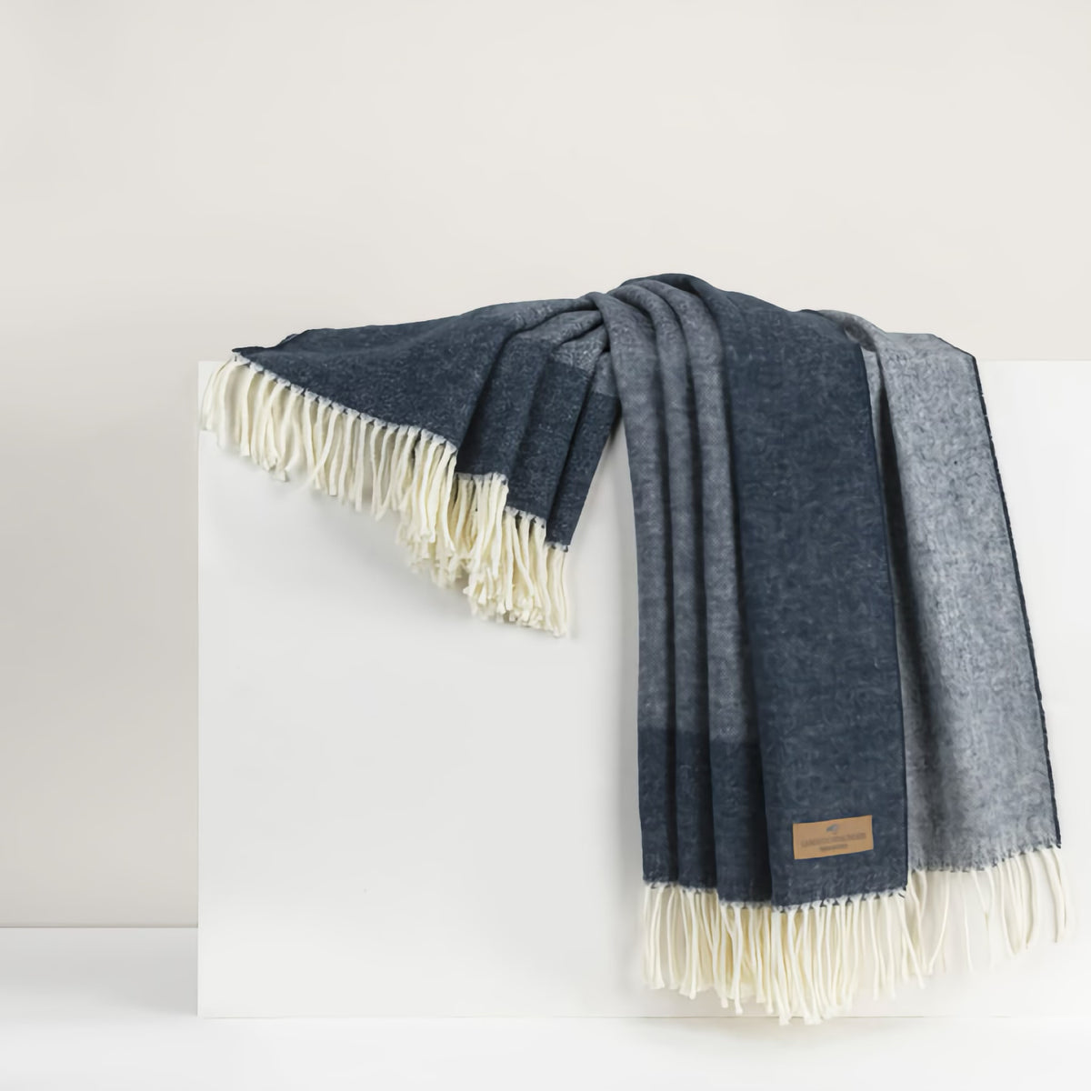 Lands Downunder Border Herringbone Throw in Navy color