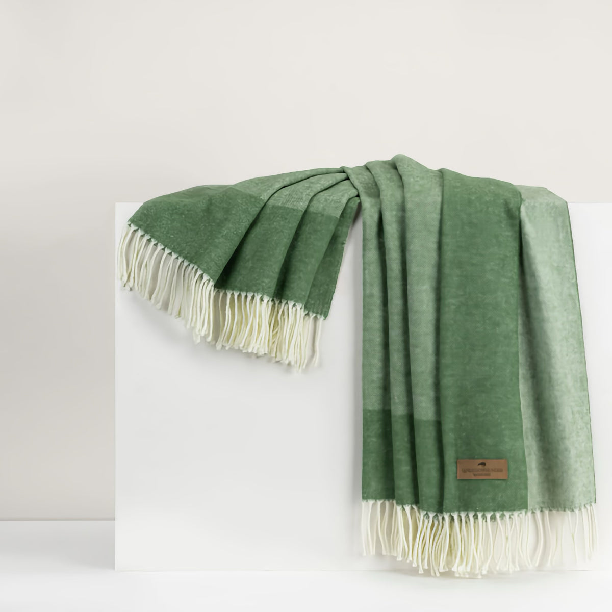 Lands Downunder Border Herringbone Throw in Olive color
