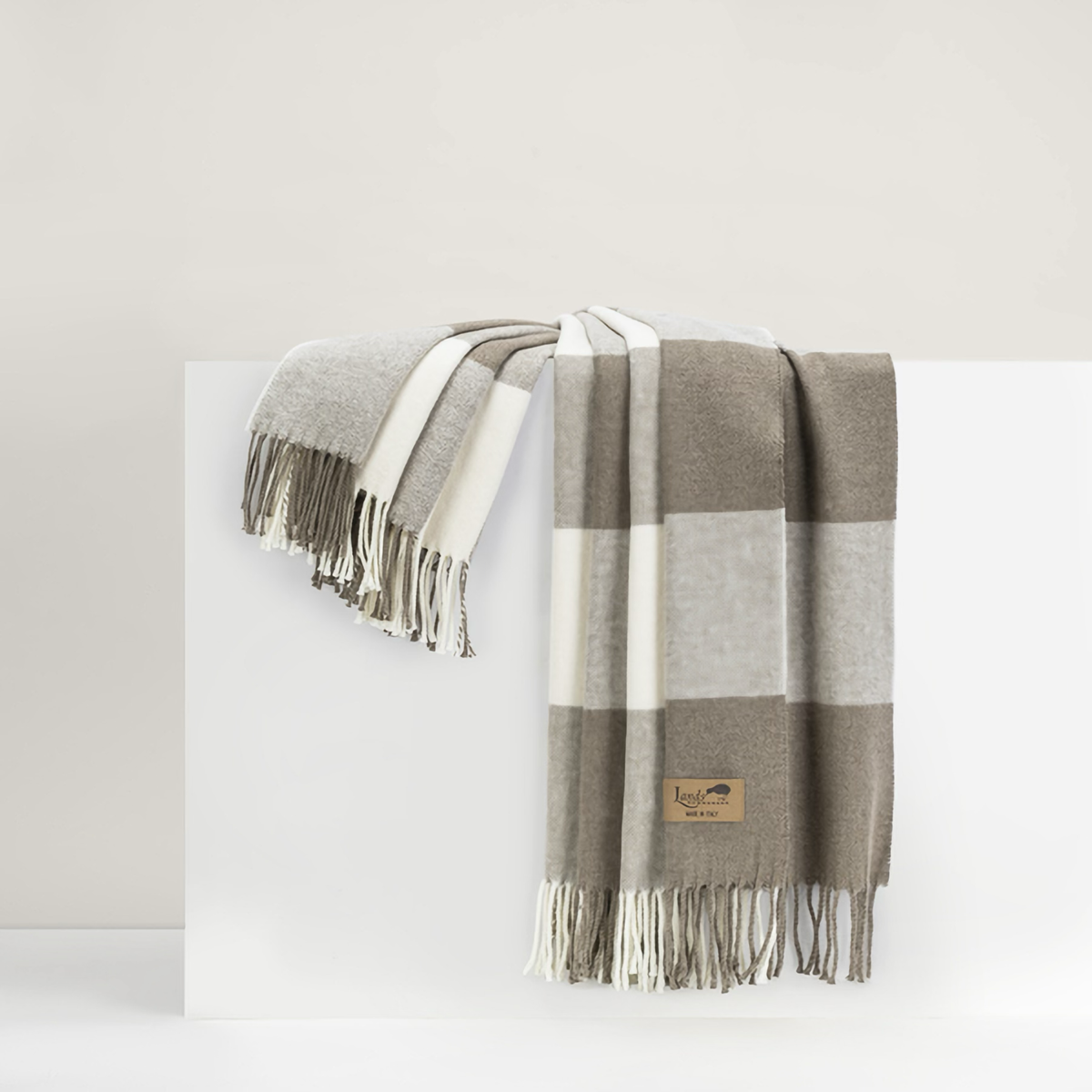 Draped Lands Downunder Buffalo Check Throw in Barnwood Color