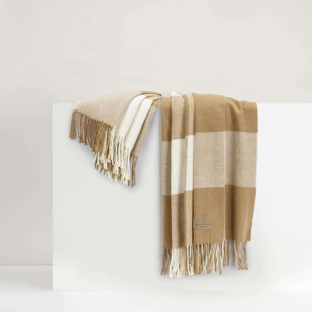 Draped Lands Downunder Buffalo Check Throw in Caramel Color