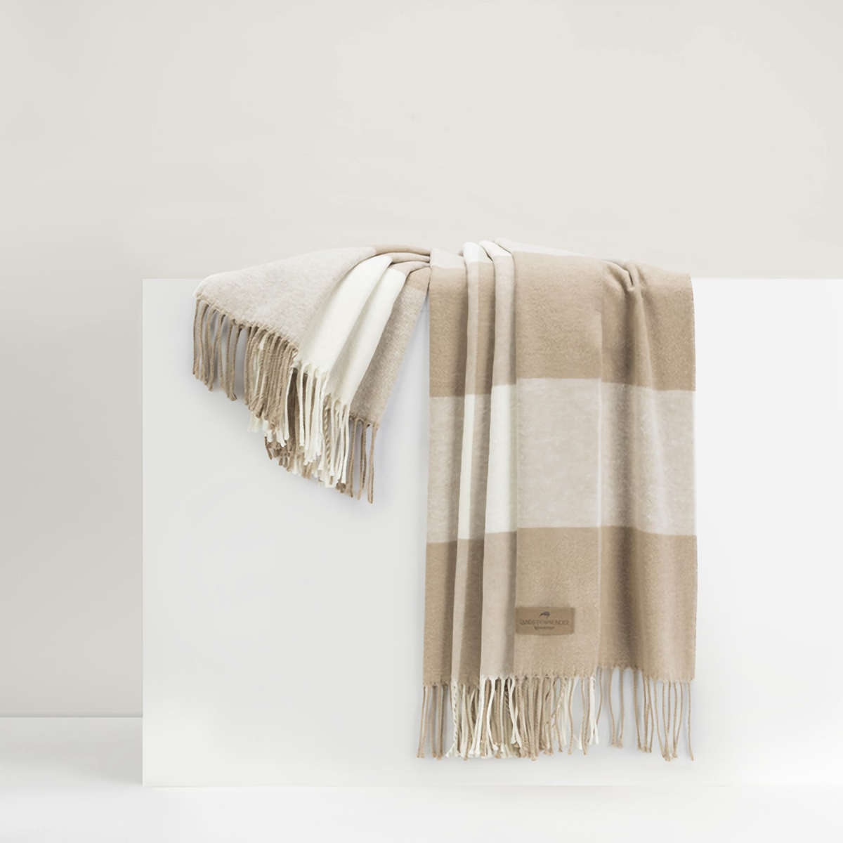 Draped Lands Downunder Buffalo Check Throw in Dune Color