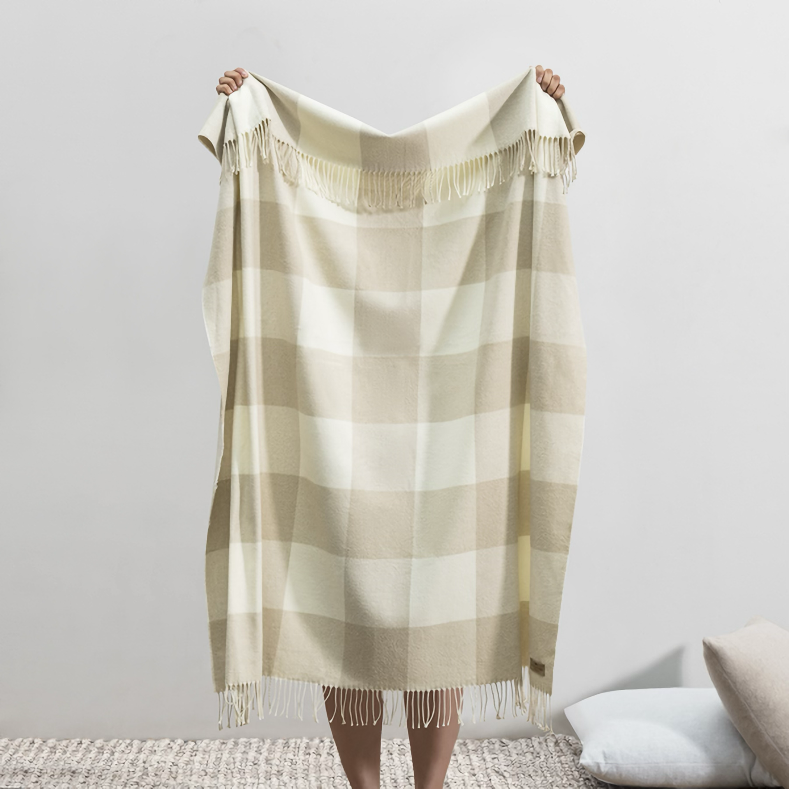 Folded Lands Downunder Buffalo Check Throw in Birch Color